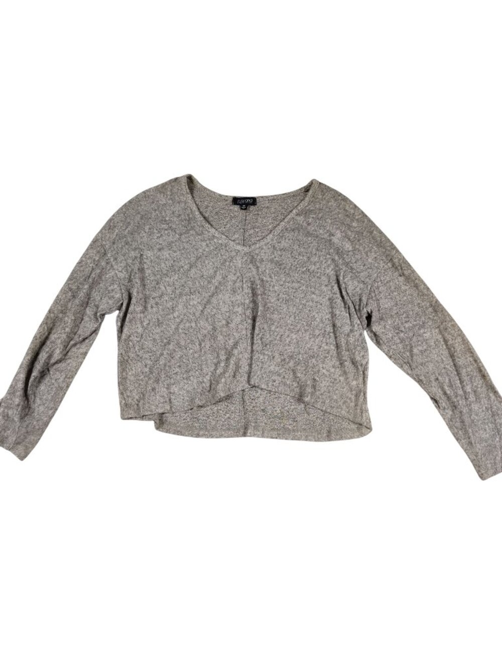La La Land Creative V Neck Pullover Cropped Sweater M Grey Soft Preppy Indie